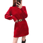 Damen Strickkleid mit hochgeschlossenem Kragen und praktischen Taschen R&B