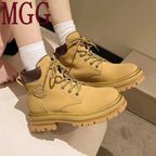 Damen robuste Schnürstiefel mit rutschfester Profilsohle R&B