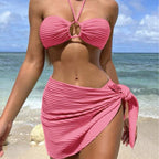 Damen Bandeau-Bikini mit modischem Wickeldesign R&B