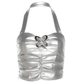 Damen Metallic Crop Top R&B