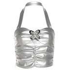 Damen Metallic Crop Top R&B