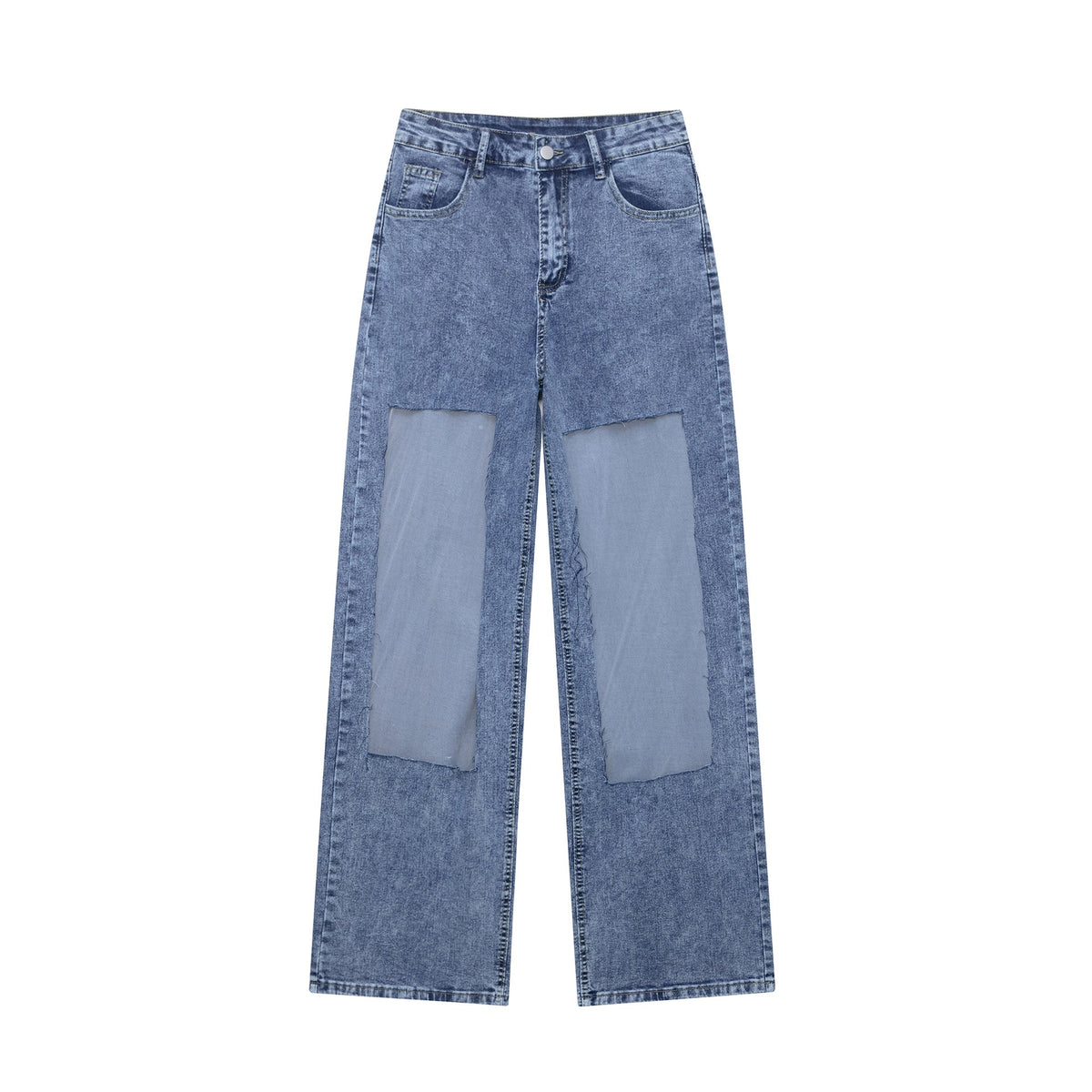 Damen weite Denim-Hose mit Patch-Design R&B