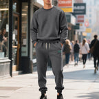 Herren lässiger Freizeitanzug mit weichem Fleece und elastischem Bund R&B
