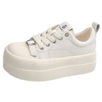 Damen modische Plattform-Sneaker mit elastischem Schnürsystem und robustem Sohlenprofil R&B