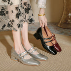 Damen elegante Mary Jane Schuhe mit modischem Absatz