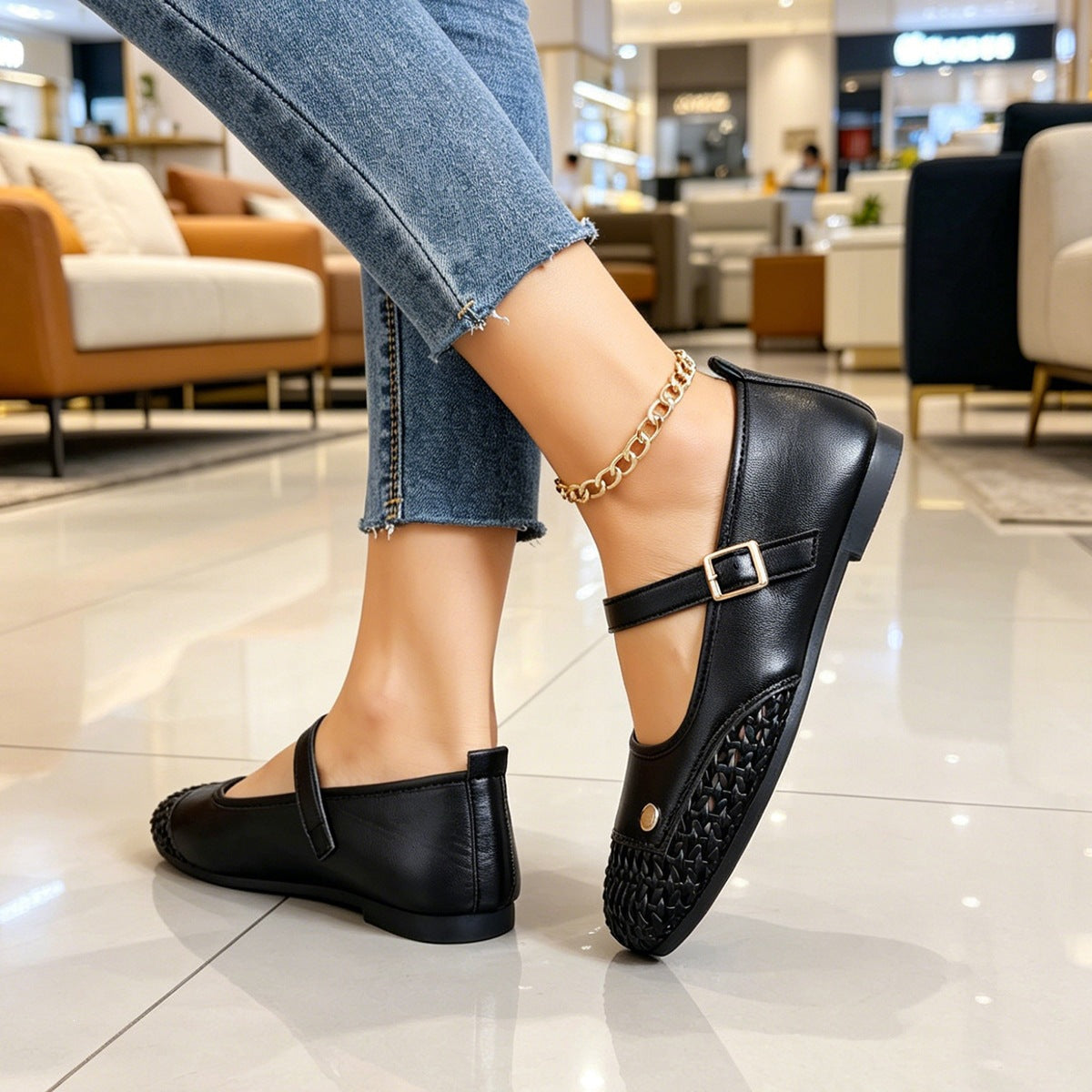 Damen Bequeme und elegante Ballerinas mit geflochtenem Muster R&B