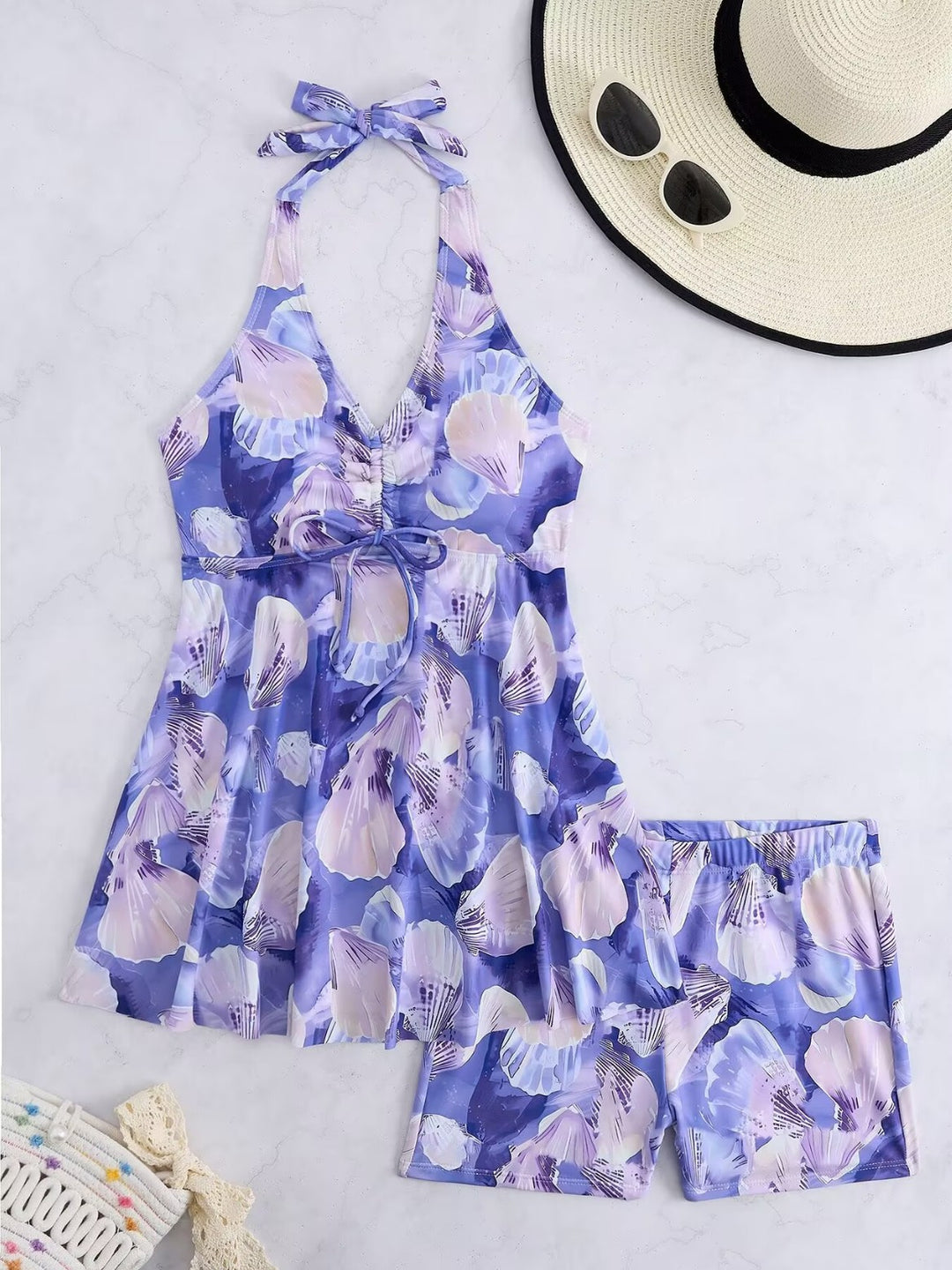 Damen Tankini-Set mit romantischem floralen Design und verstellbarem Oberteil R&B