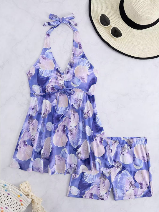 Damen Tankini-Set mit romantischem floralen Design und verstellbarem Oberteil R&B