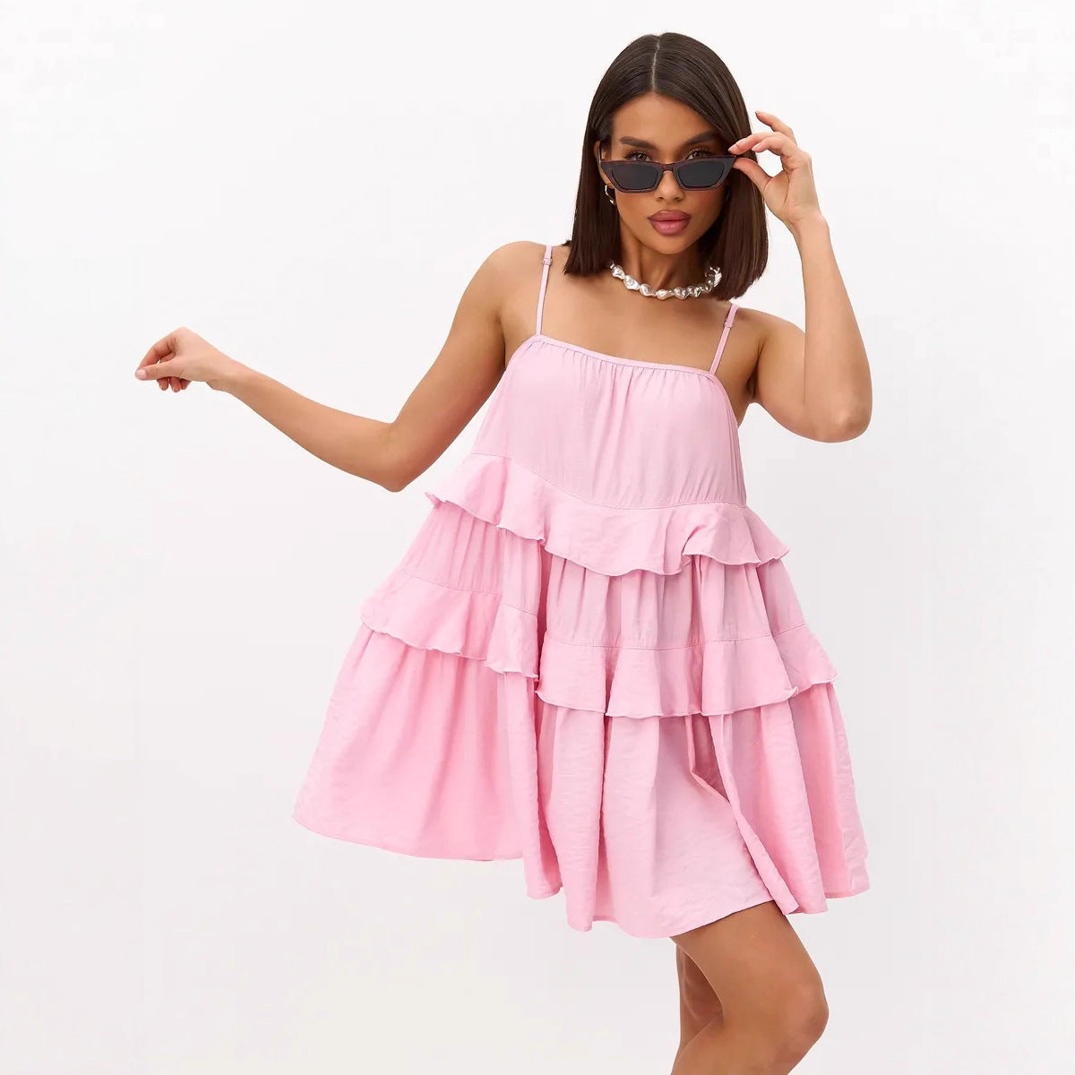 Damen Verspieltes Puffkleid aus leichtem Baumwollmaterial mit Rüschendetails R&B