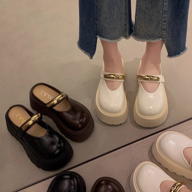 Damen Modische Plateau-Clogs mit glänzendem Detail und rutschfester Sohle R&B
