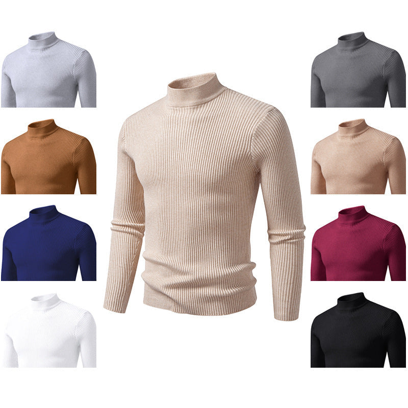 Herren eleganter Rollkragenpullover aus feinem Rippstrick R&B