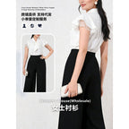 Damen Bluse mit Rüschenärmeln und feminine Schleife R&B