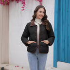 Damen gesteppte Kurzjacke mit schickem Kragen R&B