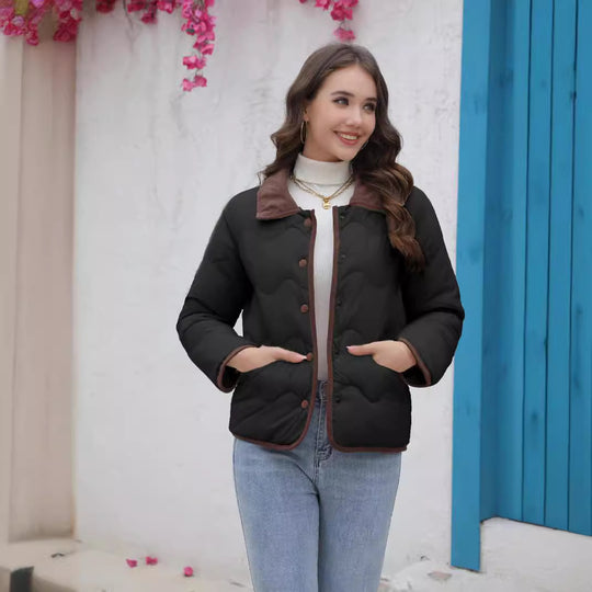 Damen gesteppte Kurzjacke mit schickem Kragen R&B