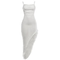 Damen Maxi Kleid mit elegantem Federbesatz R&B