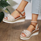 Damen Wedge-Sandaletten mit dekorativer Schleife R&B