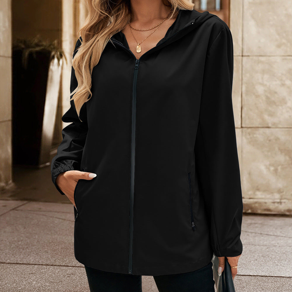 Damen leichte Übergangsjacke mit Kapuze und praktischen Taschen R&B