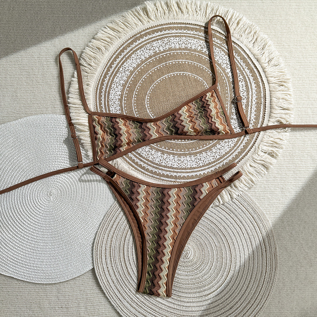 Damen Zweiteiliges Bikiniset mit geometrischem Zigzag-Muster R&B