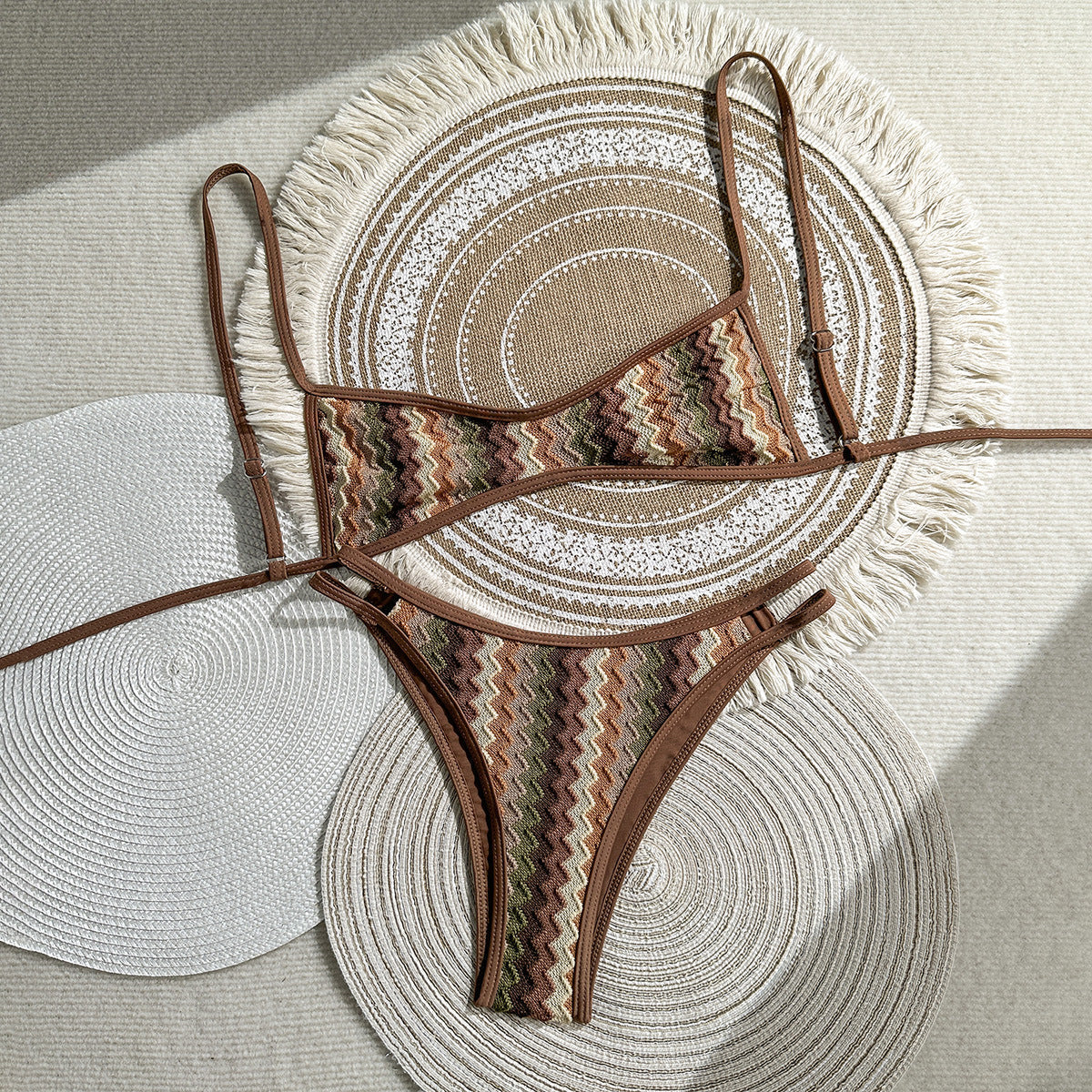 Damen Zweiteiliges Bikiniset mit geometrischem Zigzag-Muster R&B