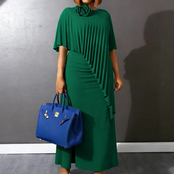 Damen ärmelloses Maxi-Kleid mit elegantem Faltenverlauf R&B
