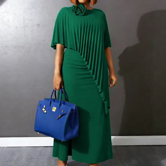 Damen ärmelloses Maxi-Kleid mit elegantem Faltenverlauf R&B