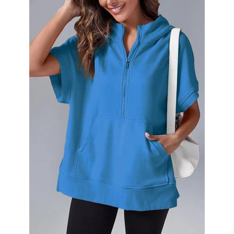 Damen Lässiger Kapuzenpullover mit Reißverschluss und praktischen Taschen R&B
