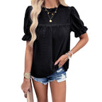 Damen Baumwoll-Bluse mit Rüschendetails R&B