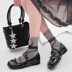 Damen Ballerinas mit modischem Riemchen-Design und Glanz-Finish R&B