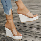 Damen Plattform-Sandalen mit transparentem Obermaterial und rutschfester Sohle R&B