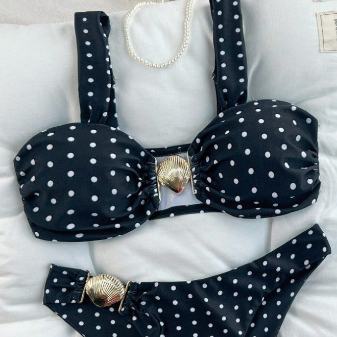 Damen Bandeau-Bikini-Set mit Muschel-Detail R&B