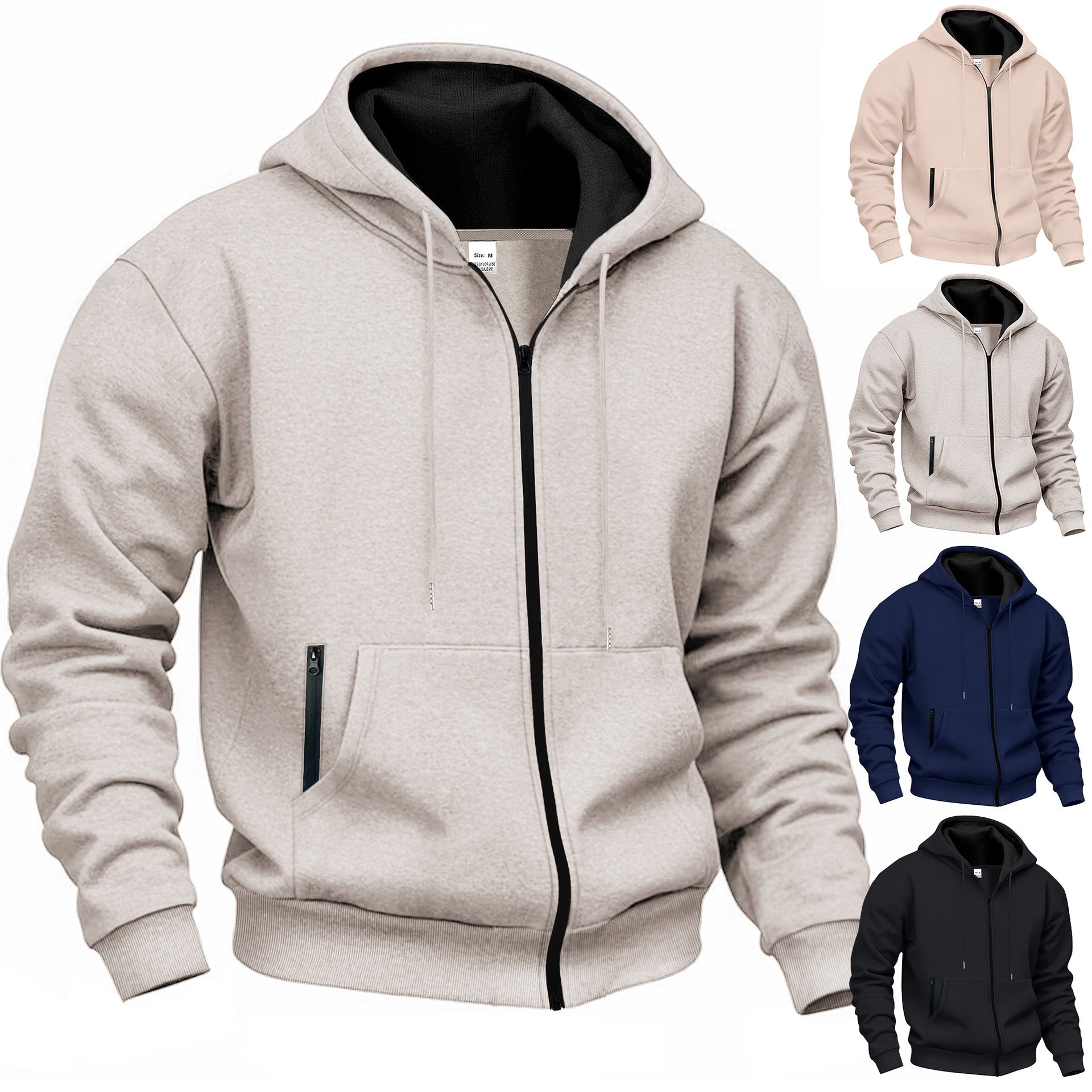 Herren Kapuzenpullover mit hoher Kragen- und doppellagiger Kapuze R&B