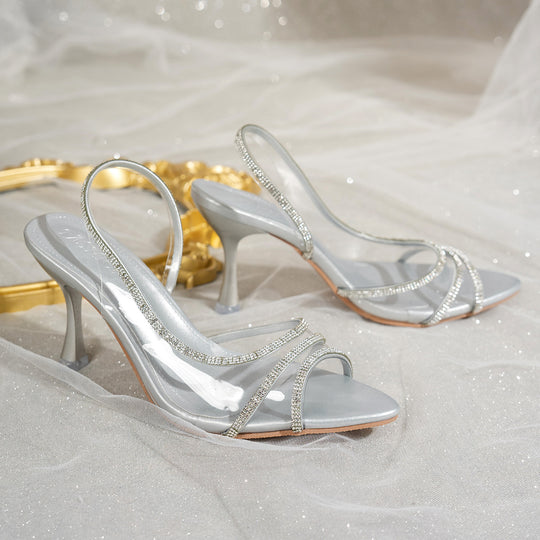 Damen elegante Slingback Sandalen mit strassverziertem Riemen R&B
