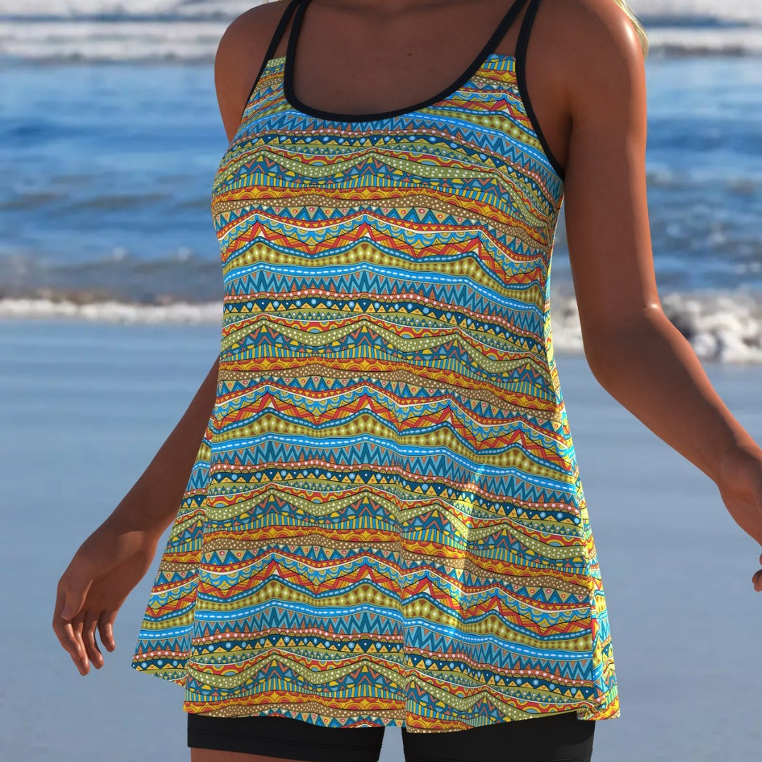 Damen Schwimmanzug mit modischem A-Linien-Schnitt und floralem Design R&B