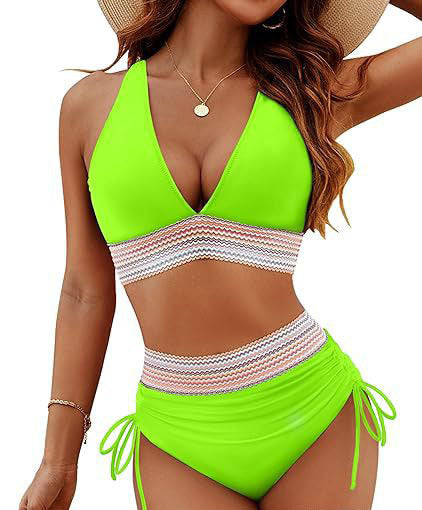 Damen Hochtailliertes Bikini-Set mit verstellbaren Trägern R&B