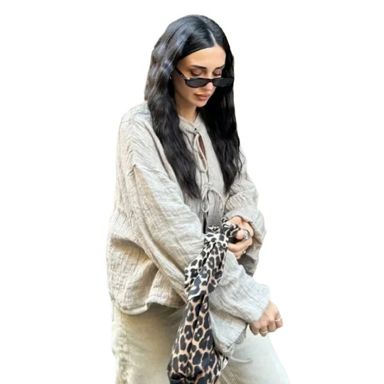 Damen leicht gefütterte Knitjacke mit Kordelzug und weiten Ärmeln R&B