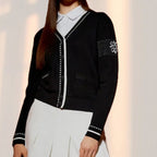 Damen modische Strickjacke mit strukturiertem Design und Taschen R&B