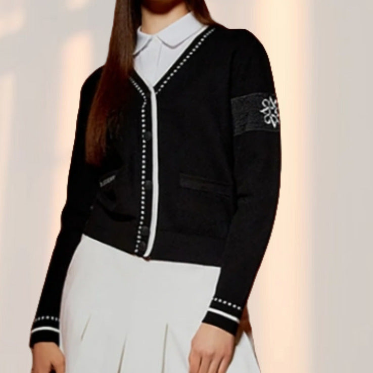 Damen modische Strickjacke mit strukturiertem Design und Taschen R&B