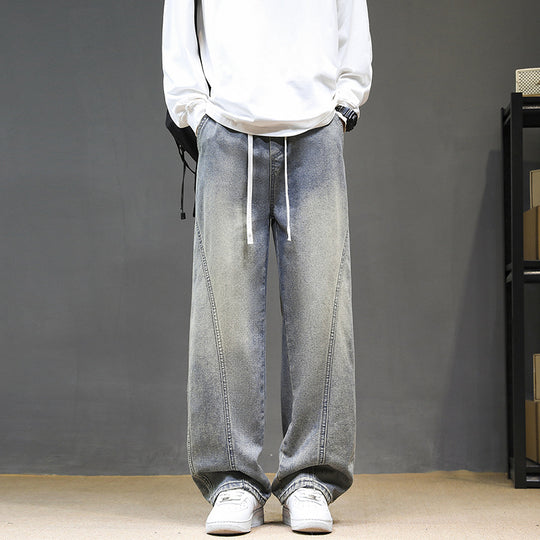 Herren Weitgeschnittene Jeanshose mit elastischem Bund und modernem Design R&B