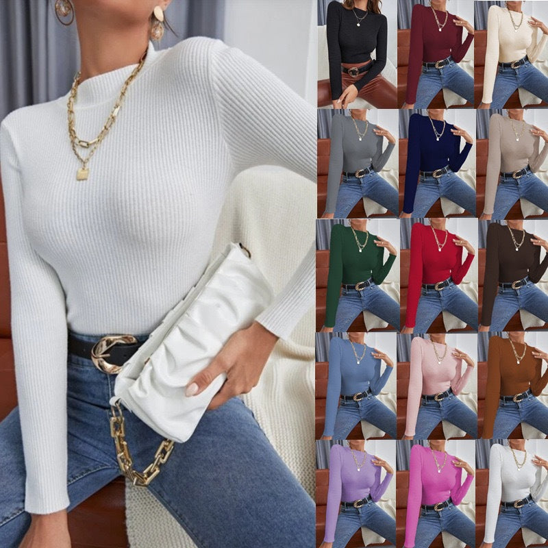 Damen Langarmshirt mit elegantem Rippenmuster