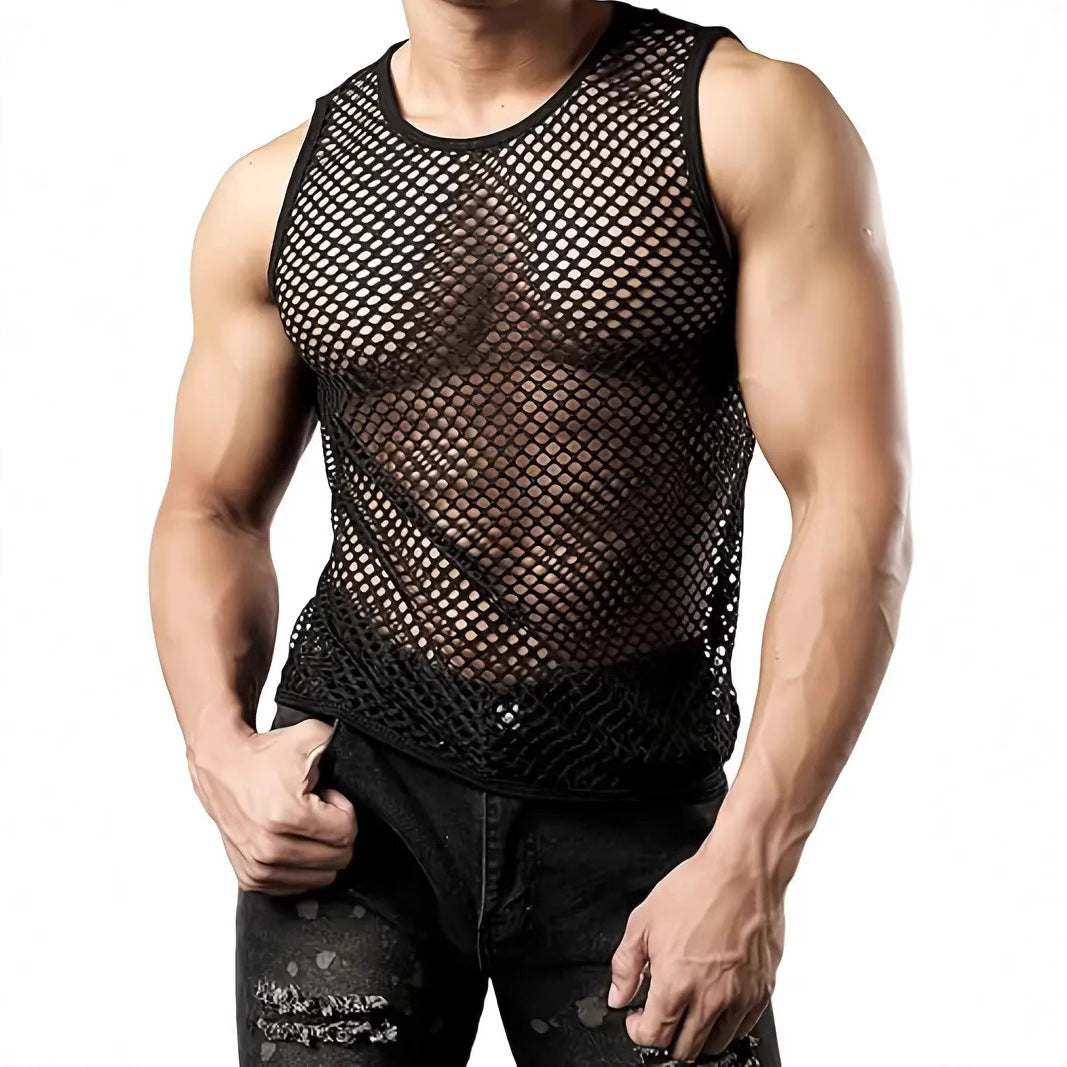 Herren Netz-Tanktop mit atmungsaktivem Design und elastischem Schnitt R&B