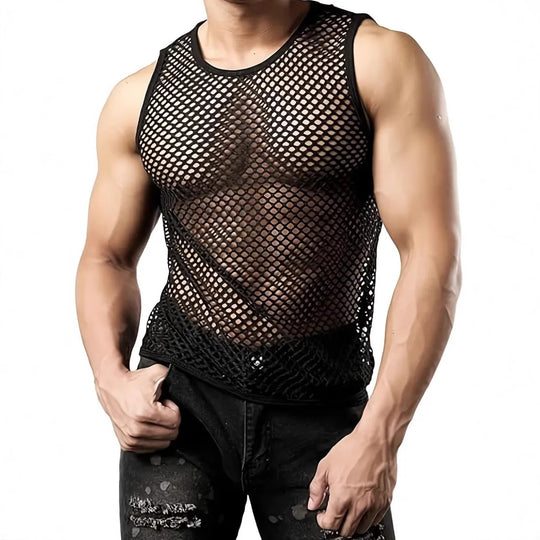 Herren Netz-Tanktop mit atmungsaktivem Design und elastischem Schnitt R&B