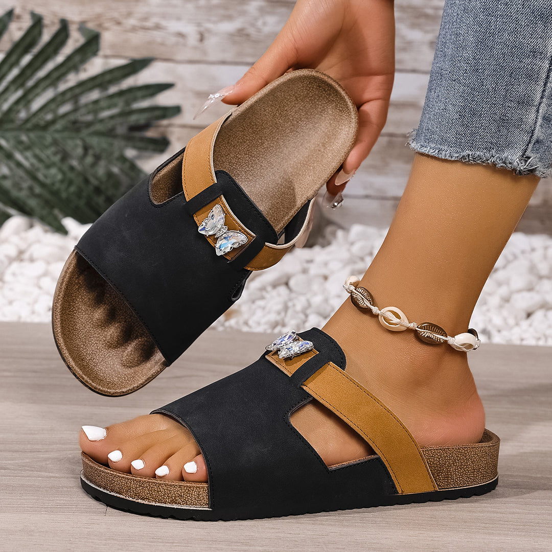 Damen Komfortable Badesandalen mit eleganten Schmuckdetails R&B