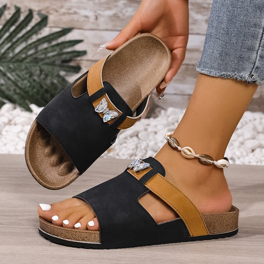 Damen Komfortable Badesandalen mit eleganten Schmuckdetails R&B