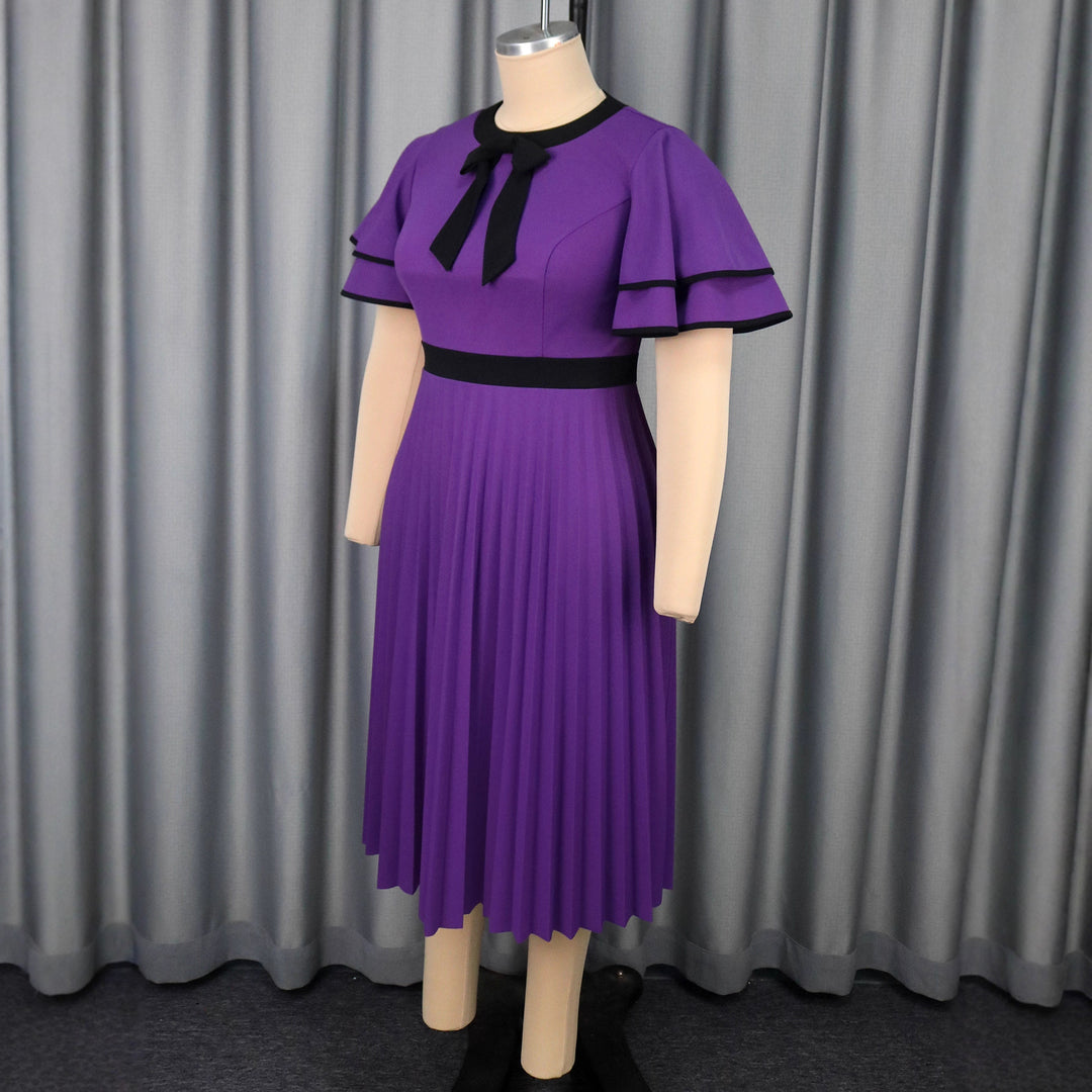 Damen plissiertes Midikleid mit eleganten Rüschendetails R&B
