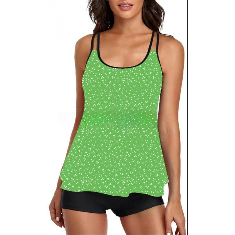 Damen Sportliches Tankini-Set mit bequemem Shorts und verstellbaren Trägern R&B