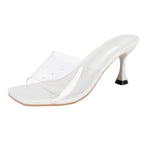 Damen Transparente Mules mit elegantem Blockabsatz