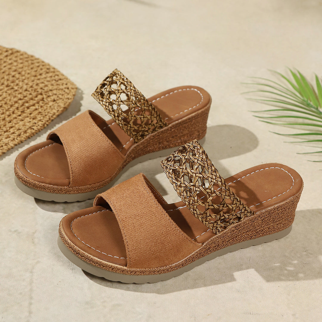 Damen Wedge-Pantoletten mit raffiniertem Riemen-Design R&B
