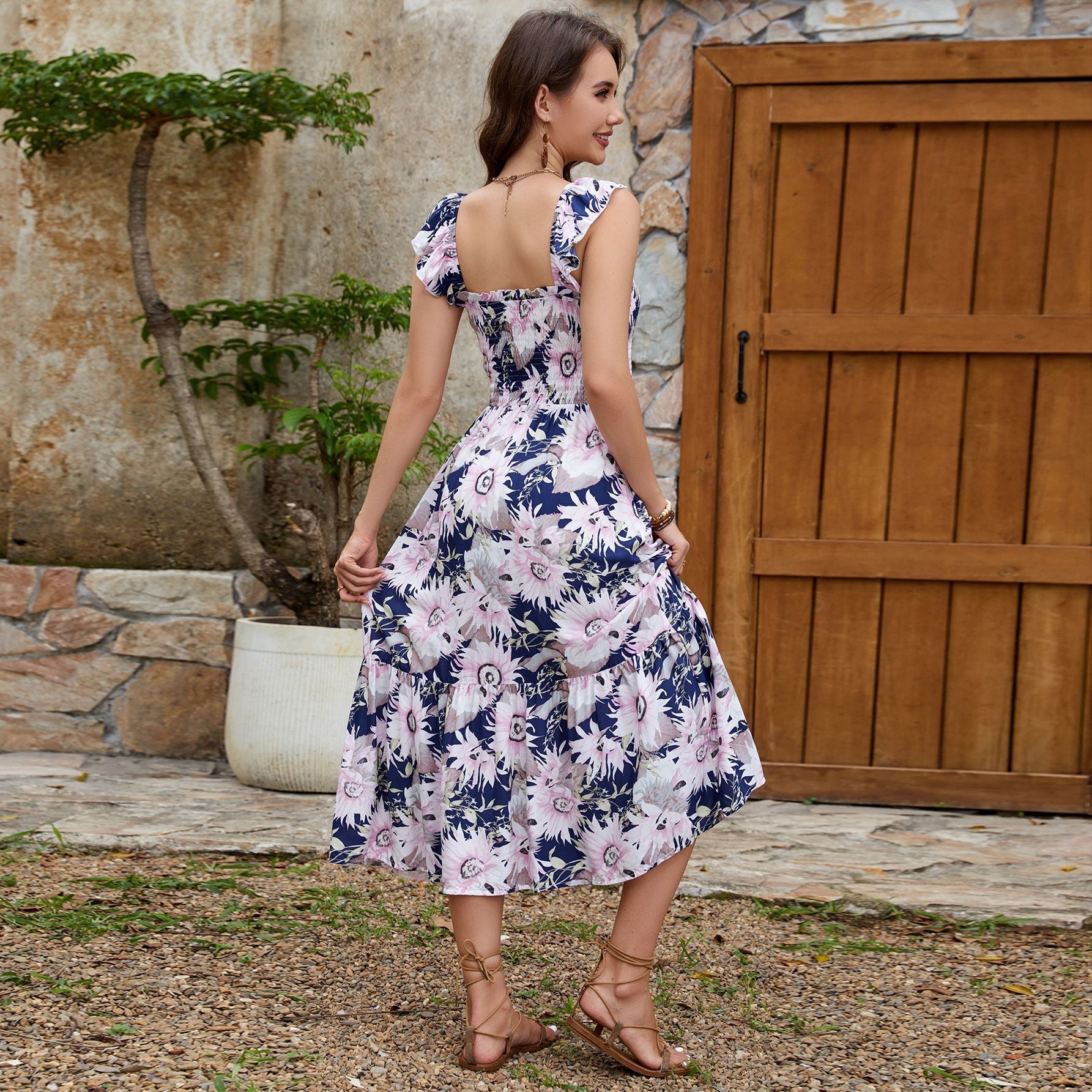 Damen Maxikleid mit floralen Mustern R&B