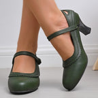 Damen Absatzschuhe mit verstellbarem Riemen und eleganter Schnalle