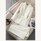 Damen Elegantes Blazer- und Hosen-Set mit goldenen Knopfdetails R&B